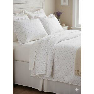 Simply Shabby Chic Lavender Calico Floral Twin Flat Fitted Sheet Cotton 2012 SET